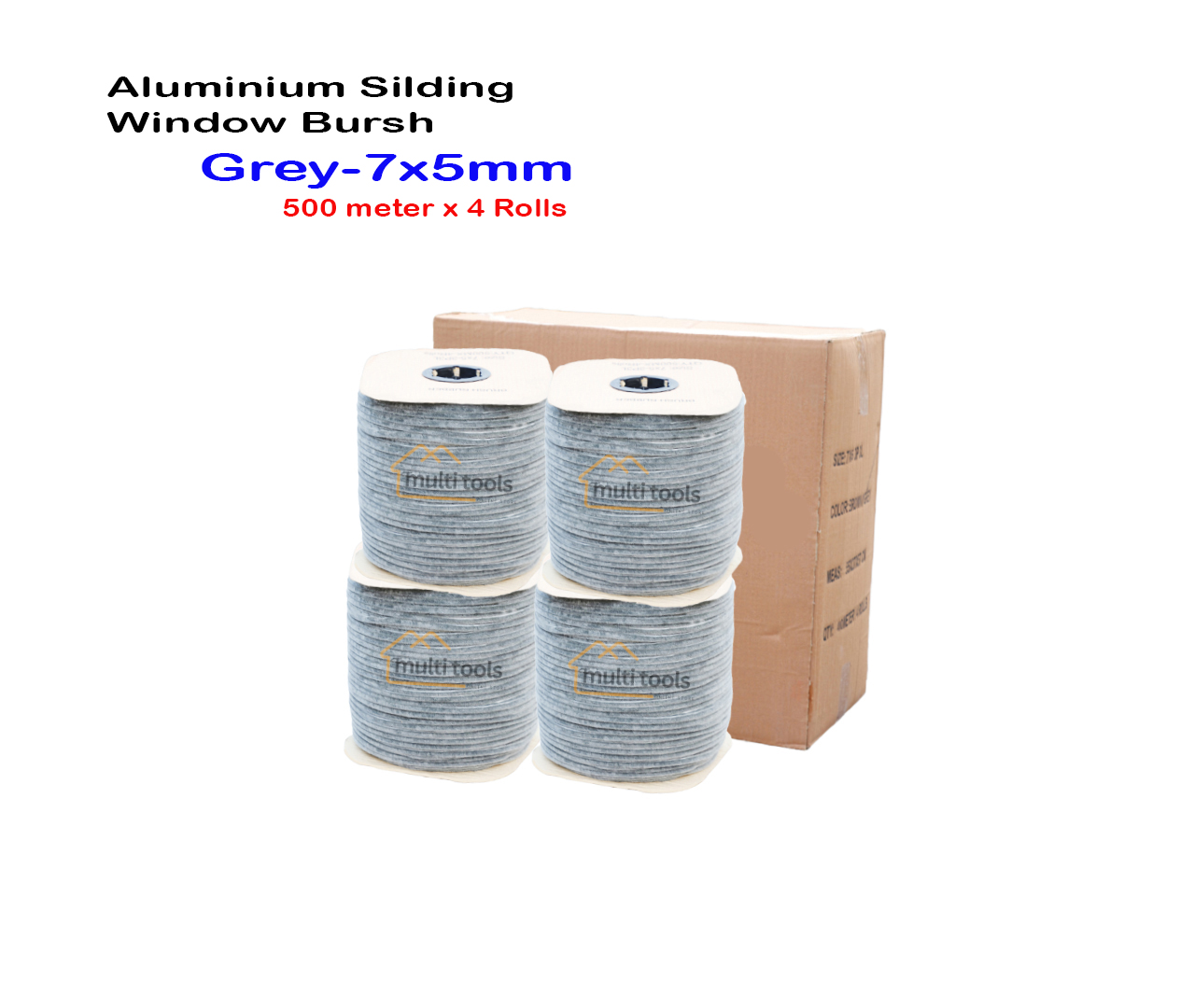 4-Rolls Carton 7X5mm Bursh Grey For Aluminium Silding Window 